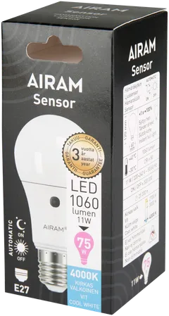 Airam Sensor Led vakio opaali 10.7W E27 1060lm 4000K, box - 2