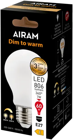 Airam LED vakio dim to warm 7W 806lm E27 - 2
