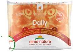 Almo Nature Daily multipack kissan täysravinto kana-nauta & ankka-kana 6 x 70 g - 1