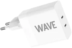 Wave 65W Pikalataava GaN -verkkolaturi, 2 x USB Type-C, Valkoinen - 1