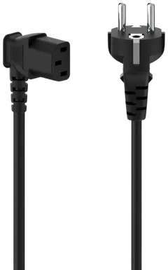 Hama Laitevirtajohto, CEE 7/7 (Type E ja F/Schuko) - 3-pin IEC13, 90° kulmalla, 5,0 m, musta - 1
