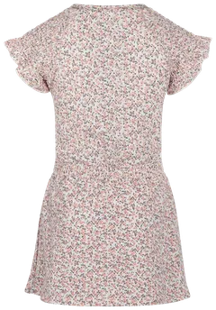 Kokonoko lasten kukallinen trikoomekko, jossa smokkirypytys hihoissa R50955 - pink - 2