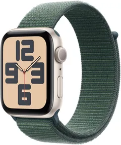 Apple Watch SE GPS 44mm valkoinen alumiinikotelo, lake Green Sport Loop ranneke - MXEW3QN/A - 2