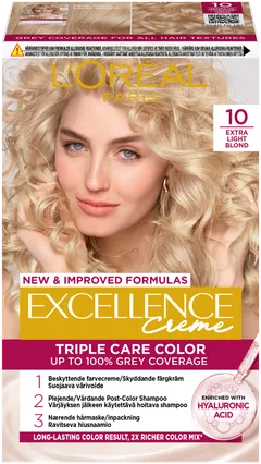 L'Oréal Paris Excellence Creme 10 Extra Light Blonde Kirkas Vaalea kestoväri 1kpl - 1