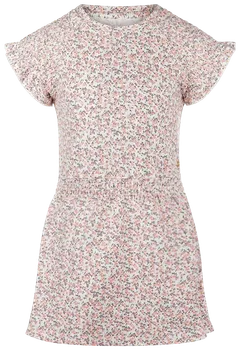 Kokonoko lasten kukallinen trikoomekko, jossa smokkirypytys hihoissa R50955 - pink - 1
