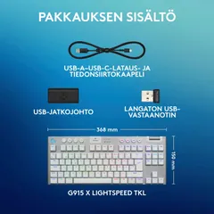 Logitech g915 x lightspeed tkl langaton pelinäppäimistö tactile valkoinen - 3