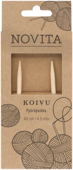 Novita pyöröpuikot 40 cm koivu 4.5 mm - 1