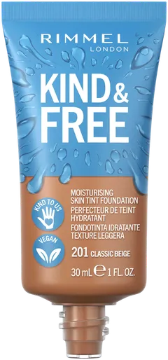 Rimmel Kind & Free Skin Tint Foundation 30 ml, 201 Classic Beige meikkivoide - 2