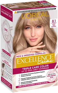 L'Oréal Paris Excellence Creme 8.1 Light Ash Blonde Keskivaalea Tuhka kestoväri 1kpl - 2