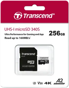 Transcend 340S 256GB U3 microSDXC muistikortti (R160 W125 MB/s) - 2