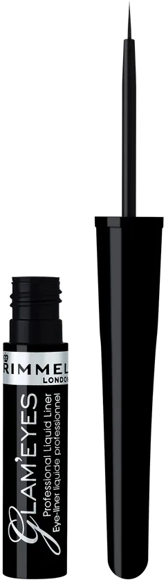 Rimmel 3,5ml Glam'Eyes Professional Liquid Eyeliner 001 Black Glamour nestemäinen rajausväri - 1
