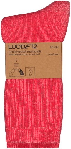 Luode12 naisten vaellussukat merinovillaa ODSL302403 - RED - 2