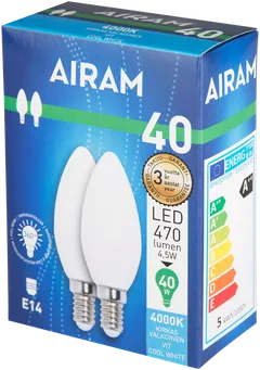 Airam LED kynttiläkupu 470lm 4000K E14 opaali fullglass 2BX - 2