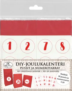 J.K. Primeco DIY-Joulukalenteri Pussit ja numerotarrat punainen 24kpl - 1