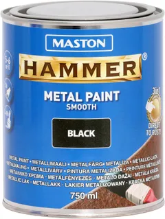 Maston metallimaali Hammer Sileä musta 750 ml - 1