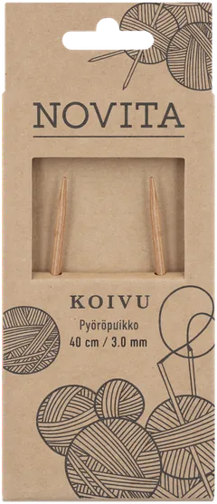 Novita pyöröpuikot 40 cm koivu 3.0 mm - 1