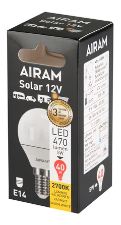 Airam Solar Led mainos opaali 5W E14 470lm 2700K 12V, box - 2