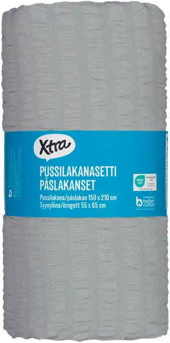 Xtra pussilakanasetti seersucker 150x210 cm, tumman harmaa - 2