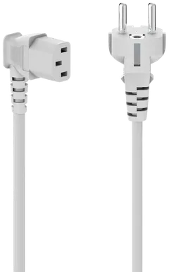 Hama Laitevirtajohto, CEE 7/7 (Type E ja F/Schuko) - 3-pin IEC13, 90° kulmalla, 5,0 m, valkoinen - 1
