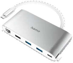 Hama USB-C -hubi, 8-porttinen, 3 x USB-A, 2 x USB-C, VGA, HDMI™, LAN, USB 3.2 Gen 1, 0,15 m - 4