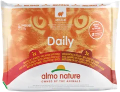 Almo Nature Daily multipack kissan täysravinto kana-nauta & ankka-kana 6 x 70 g - 2