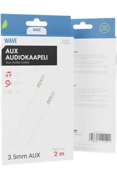 Wave Audiokaapeli 3,5mm, 2m, Valkoinen - 2
