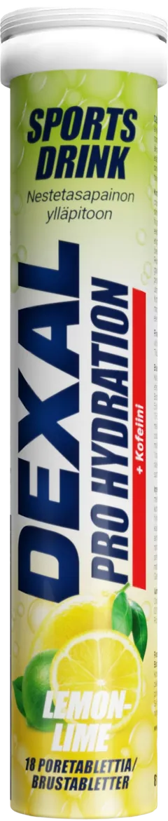 Dexal Pro Hydration sitruuna-limetti-kofeiini poretabletti 18kpl ravintolisä - 1
