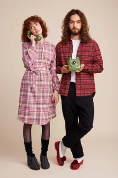 Reino&Aino naisten flanellimekko - reino pink check - 3