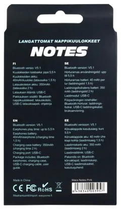 Macs Bluetooth nappikuulokkeet Notes pinkki - 5