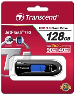Transcend JetFlash 128GB USB3.0 muistitikku musta - 1