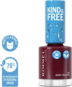 Rimmel Kind & Free Clean Nail Polish 8ml, 157 Berry Opulence kynsilakka - 3
