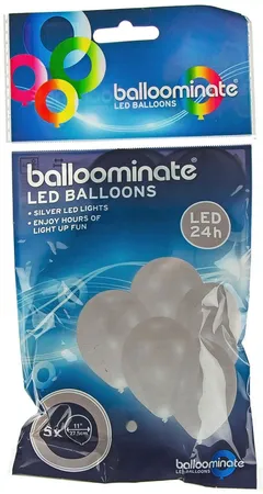 LED-ilmapallo hopeanvärinen 5 kpl/pss - 1