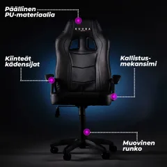 Kuura Gaming pelituoli Gamer musta - 6