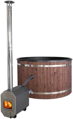 PW-SPA tee-se-itse kylpytynnyri 30 kW kamiinalla , sisältää kannen. Ulkovuoraus pähkinänruskea, sisäosa tummanharmaa ja kansi musta. - 2