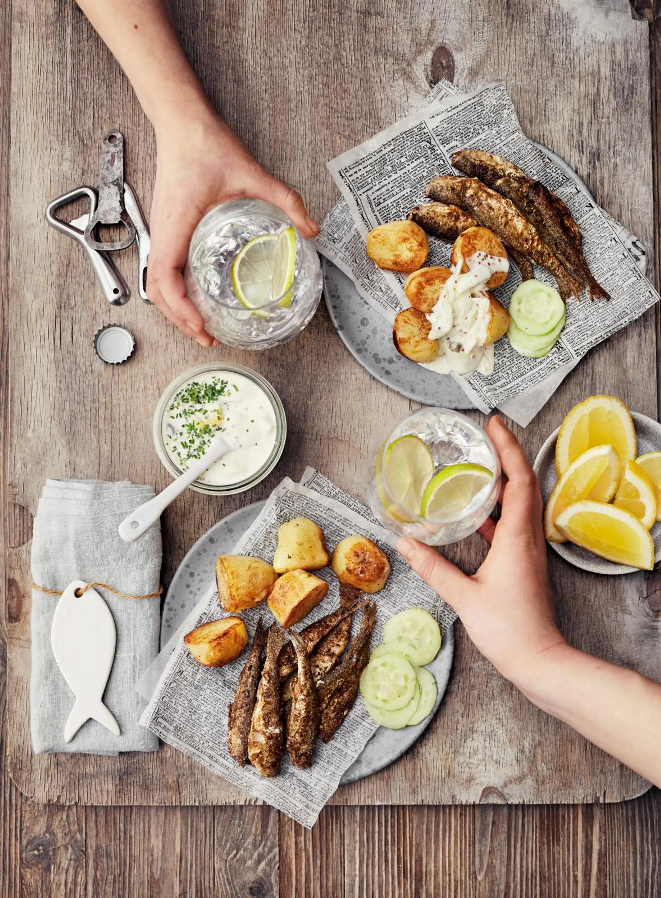 Fish & chips savolaiseen tapaan, pysty