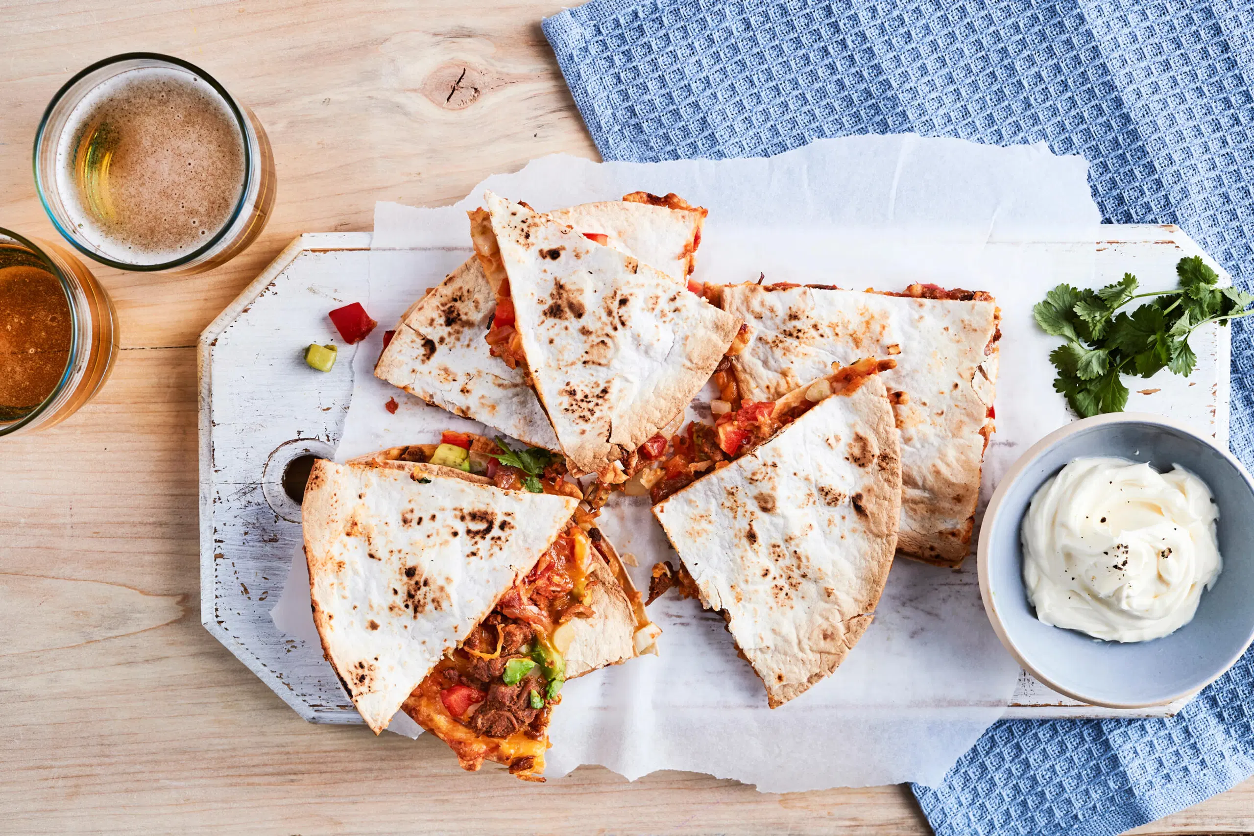 Kasvisquesadillat uunissa