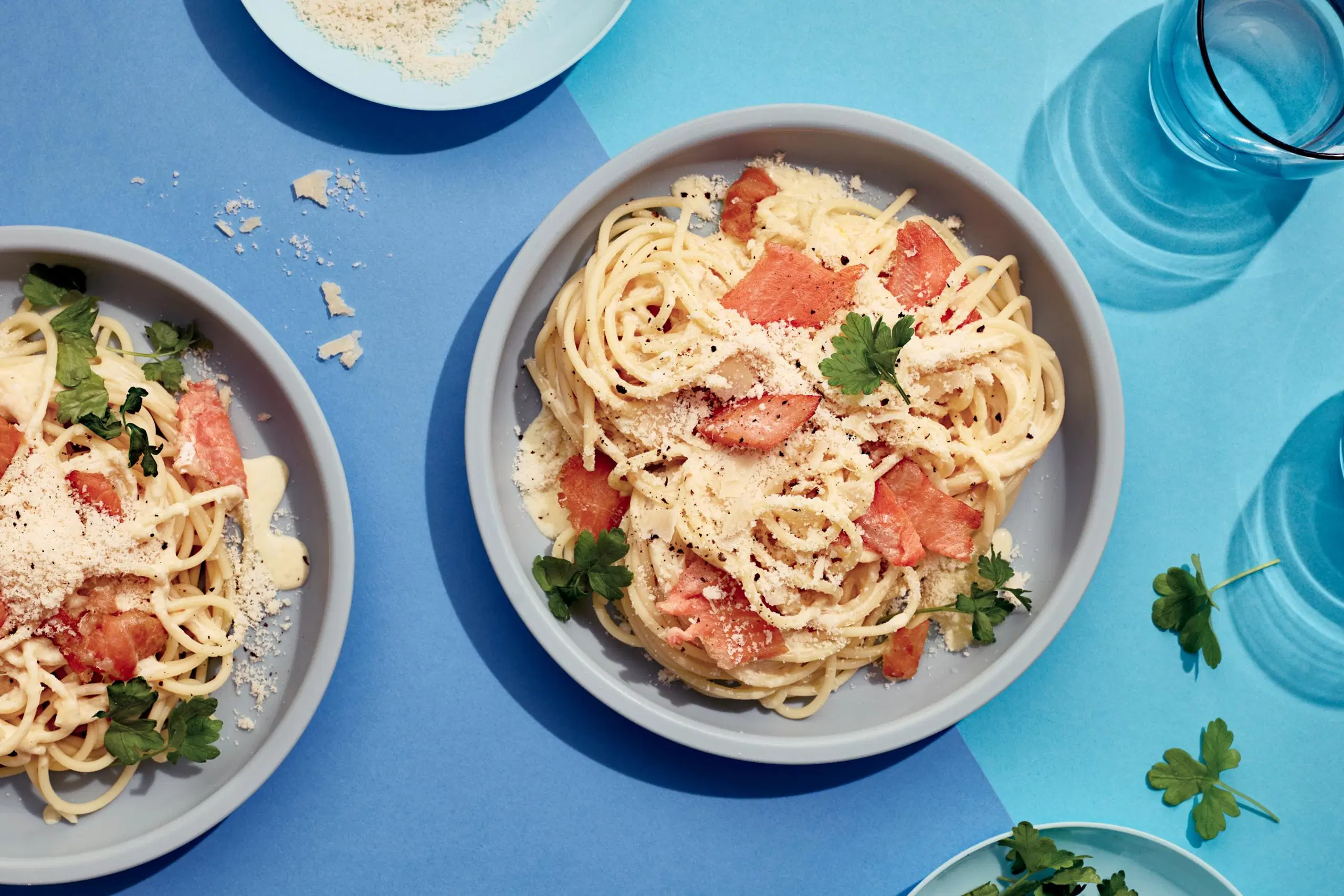 Pasta carbonara kirjolohesta