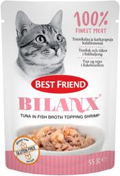 Best Friend Bilanx täissööt kassidele kanapuljongis tuunikala jakrevettidega, 55 g