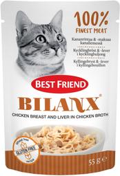 Best Friend Bilanx täissööt kassidele kanapuljongis kanarinna ja-maksaga, 55 g