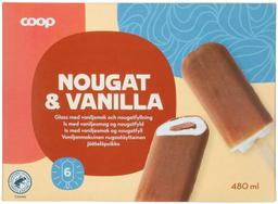 Coop vanillijäätis nougat 6-pakk 480ml/390g