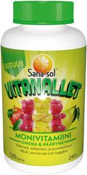 Sana-sol Vitanallet õuna-pirnimaitseline multivitamiini toidulisand 120tk / 240g