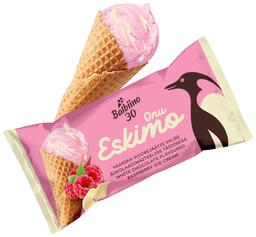 Vaarika-koorejäätis valge šokolaadimaitselise täidisega vahvlikoonuses, ONU ESKIMO, 84 g