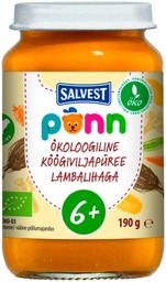 Ökoloogiline Köögiviljapüree lambalihaga 6+, PÕNN, 190 g