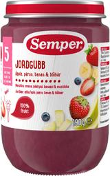 Semper maasika-õuna-pirni-banaani-mustika puuviljapüree 5k 190g