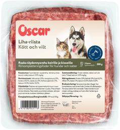 Toores külmutatud veiseliha ja uluk koertele ja kassidele 500g