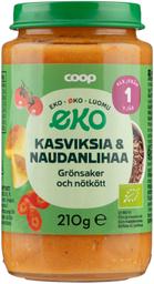Coop köögivilja- ja veiselihapüree 12k, 210g