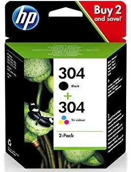 HP 304 mustepatruuna 2-pack kaikki värit + musta
