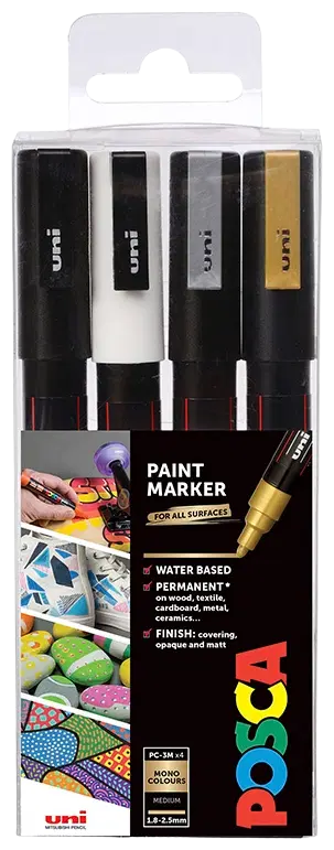 Posca POSCA Marker 4kpl PC-3M 0,9-1,3mm mono
