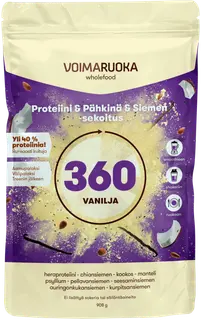 Voimaruoka 360 Wholefood vaniljan makuinen proteiini-siemensekoitus 908g