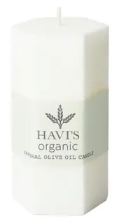 Havi´s oliiviöljy steariini pöytäkynttilä  Hexagon valkoinen 5x10cm 1kpl 17h